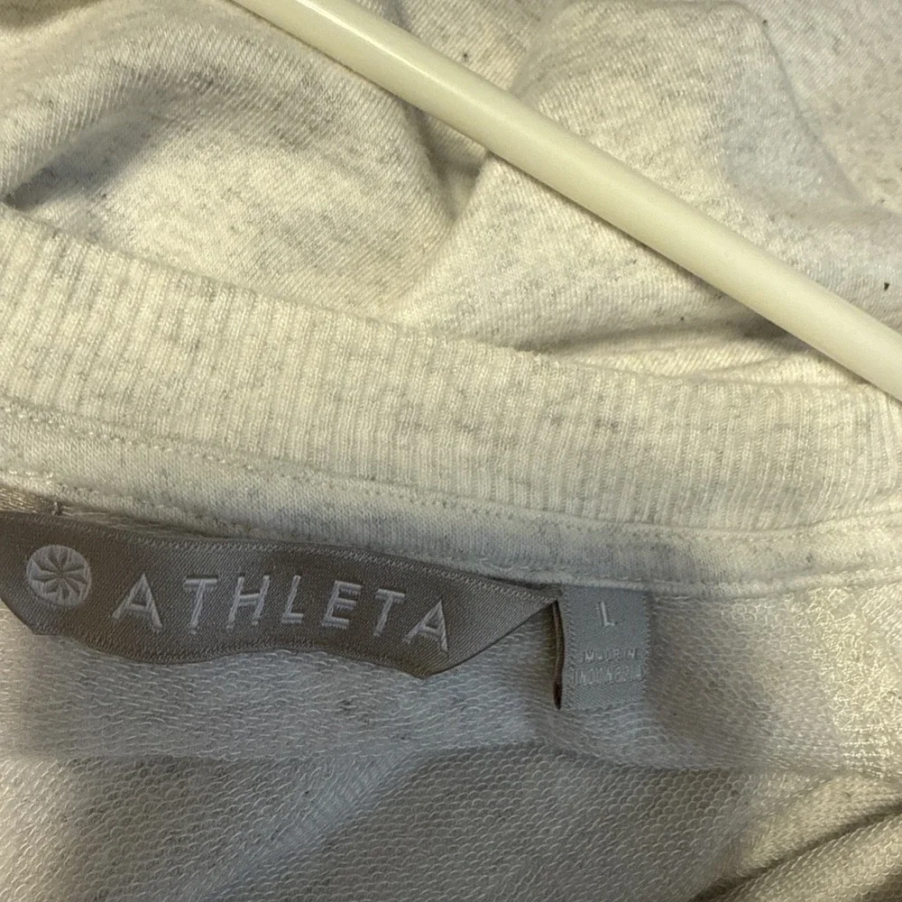 Athleta Criss Cross Speckled White Long Sleeve Sweatshirt Pullover Large Soft - Picture 6 of 8